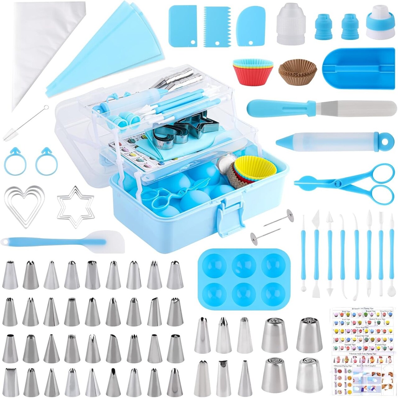 Cake Decorating Kit Baking Accessories Set with Piping Bags, Tips, Spatula, Scraper, and Tools